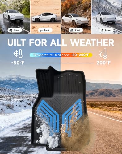 Image of Premium Color TPE Floor Mats 3-PCS for Tesla Model Y Juniper 2025 2026 | Sky Blue Wing Design | Car Mat Full Set Front & Rear | All-Weather Protection, Pet & Child-Friendly Accessories