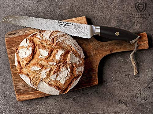 Dalstrong Serrated Bread Knife - 9 Inch - Omega Series - Bd1N-V Hyper Steel Kitchen Knife - G10 Woven Fiberglass Handle - Sharp - Bread Slicer Cutter - Bagel - Slicing Knife - Leather Sheath Included #TOP3