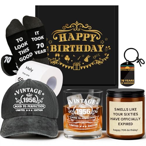 70th Birthday Gifts for Men - Unique Vintage 1956 Men’s Birthday Presents for Him, 70 Year Old Personalized Gifts Ideas for Grandpa Dad Husband Brother