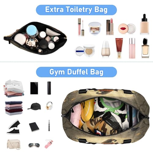 Halloween Cat Pumpkins Beige Travel Duffel Bag for Women Men Gym Bag with Shoe Compartment Wet Pocket Carry On Weekender Overnight Bags for Travel Weekend Getaway4