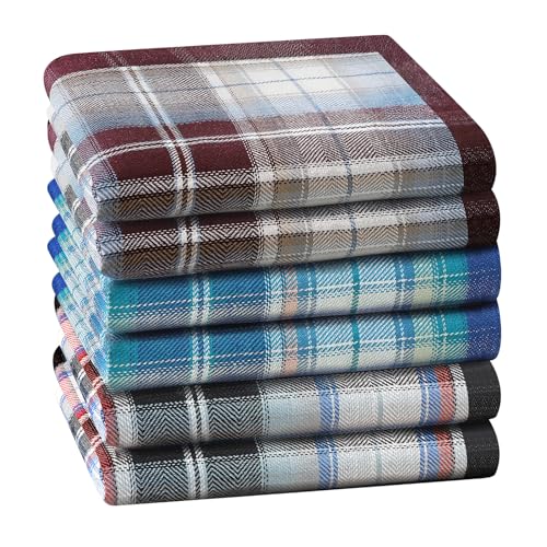PACGOTH Handkerchiefs for Men, Soft Cotton Men’s Handkerchiefs, Striped Hankies for Men, Assort Hankies 17x17 6/9 PCS (Striped - 6PCS)