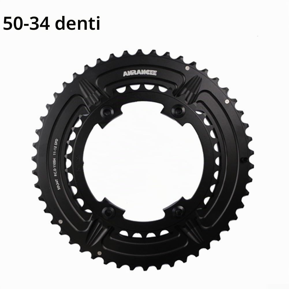 Corona doppia per bici da strada, 2 pezzi di ricambio per corona da strada per Shimano R7000, R8000 R6800 5800 (34/50T)
