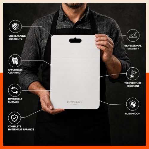 Image of Bathla Stainless Steel Chopping Board 20x30cm,Durable Safe & Heavy Duty | Reusable, durable stainless steel board designed for everyday home and professional kitchen use.