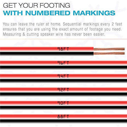 Mediabridge™ 14Awg 2-Conductor Speaker Wire (100 Feet, Black/Red) - True 14Awg For In-Home Or Car Stereo - Low-Loss Copper Clad Aluminum (Part# Sw-14X2-100-Br) #TOP1