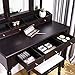 VASAGLE Vanity Makeup Set with 7 Drawers, 2 Brush Slots and 4 Open Compartments, Dressing Table with Tri-Fold Necklace Hooked Mirror, Solid Wood Legs, Cushioned Stool, Dark Espresso URDT06Z
