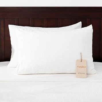 TOSMO French Linen Pillow Cases, Envelope Closure King Pillow Cases