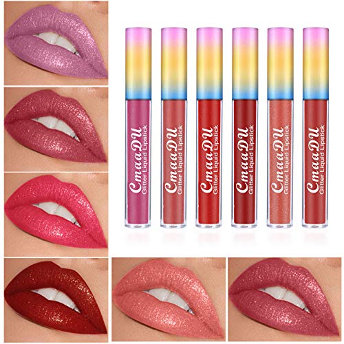 Ownest 6 Colors Lip Gloss Set,Shimmer Lip Gloss Moisturizing Liquid Lipstick Colorful Matte Lipstick Makeup Waterproof Long Lasting Lip Gloss Set-4ml