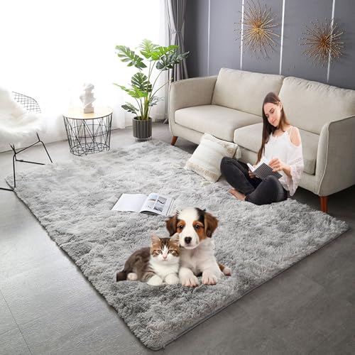 Tapis de salon moderne gris clair 195x340 cm lavable et grand format - 2