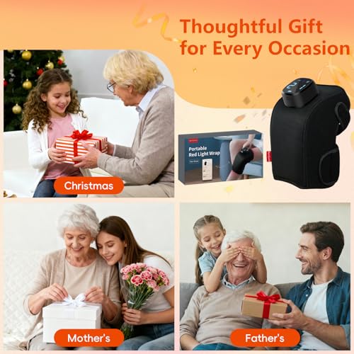 Image of Comfytemp Knee Brace with 3D Red Light Therapy and Vibrating Massage, 5000mAh Wireless Heated Knee Massager for Pain Relief, Father's Day Gift, LU Knee Brace
