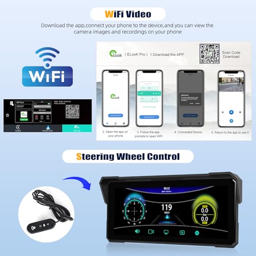 Pantalla Carplay para Motocicleta 8.1'' IPS Waterproof miniatura 4