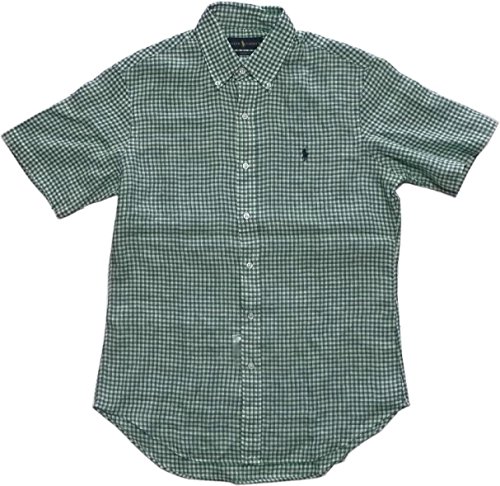[ポロ ラルフローレン] ボタンダウンシャツ リネン 半袖 ギンガムチェック グリーン 333[並行輸入品] S