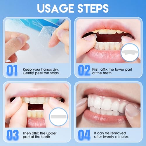 Image of Teeth Whitening Strips for Sensitive Teeth - 28 White Strips for Teeth Whitening with Enamel-Safe, White Teeth Strips to Remove Stains from Coffee, Tea, Smoking & Wine for a Brighter Smile, Mint