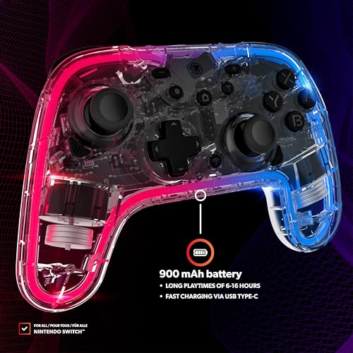 Snakebyte GAMEPAD RGB S – Manette sans fil compatible avec Nintendo Switch 2, Switch, OLED & Lite, Sticks à effet Hall, Éclairage RGB, Recharge rapide [Nintendo Switch]