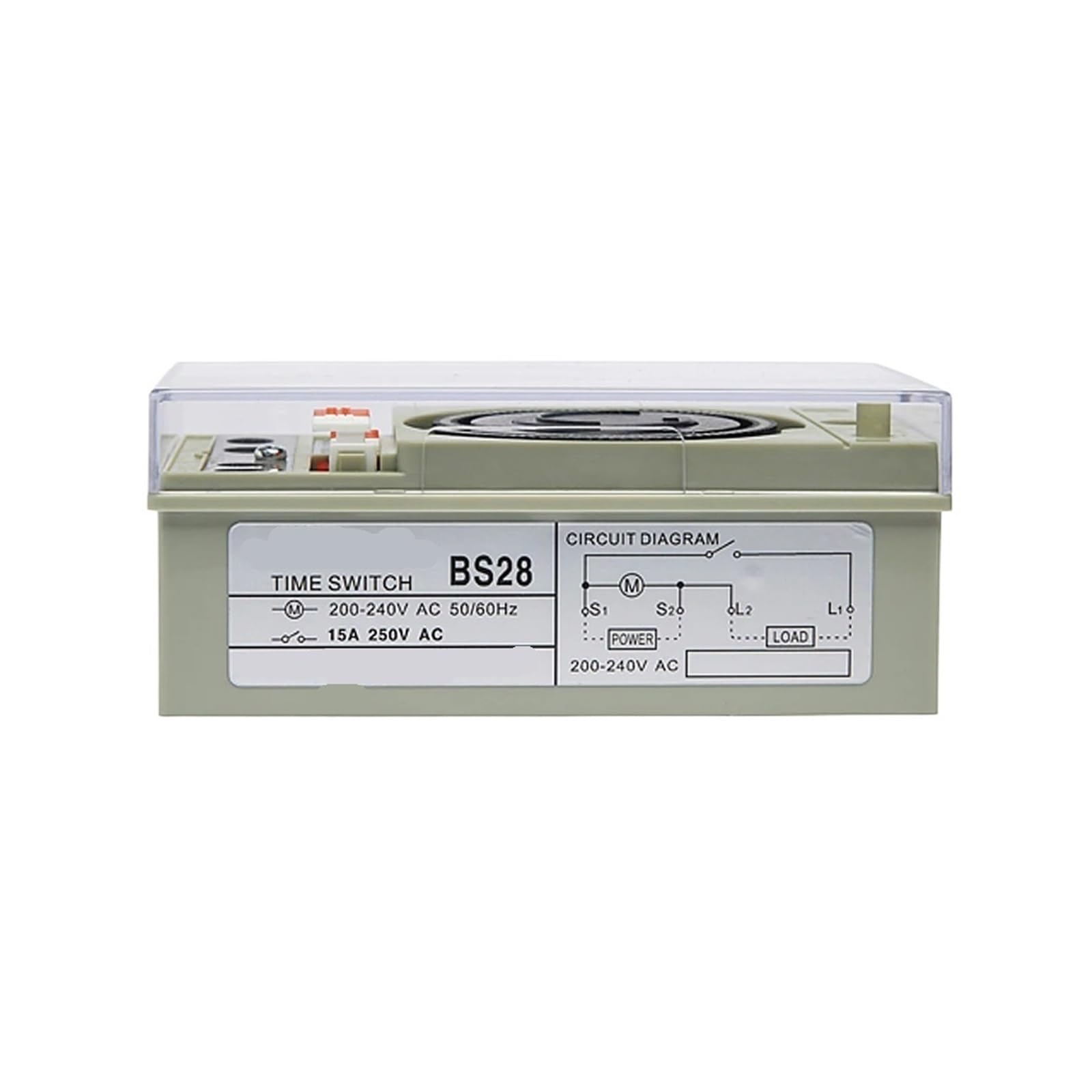 DIN Mechaniczne zegary mechaniczne BS28 220 V-240 V mechaniczny przełącznik czasowy z 48 czasami włączania i wyłączania dziennie, 24 godziny cyklu, zakres regulacji 30 min.