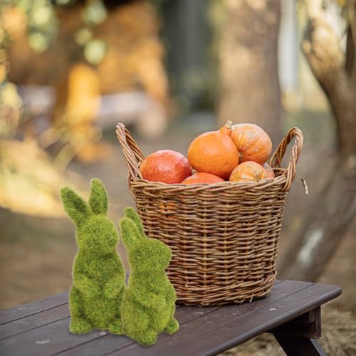 Lapin floqué de Pâques lot de 2 statuettes vertes décoratives pour table et balcon - 8