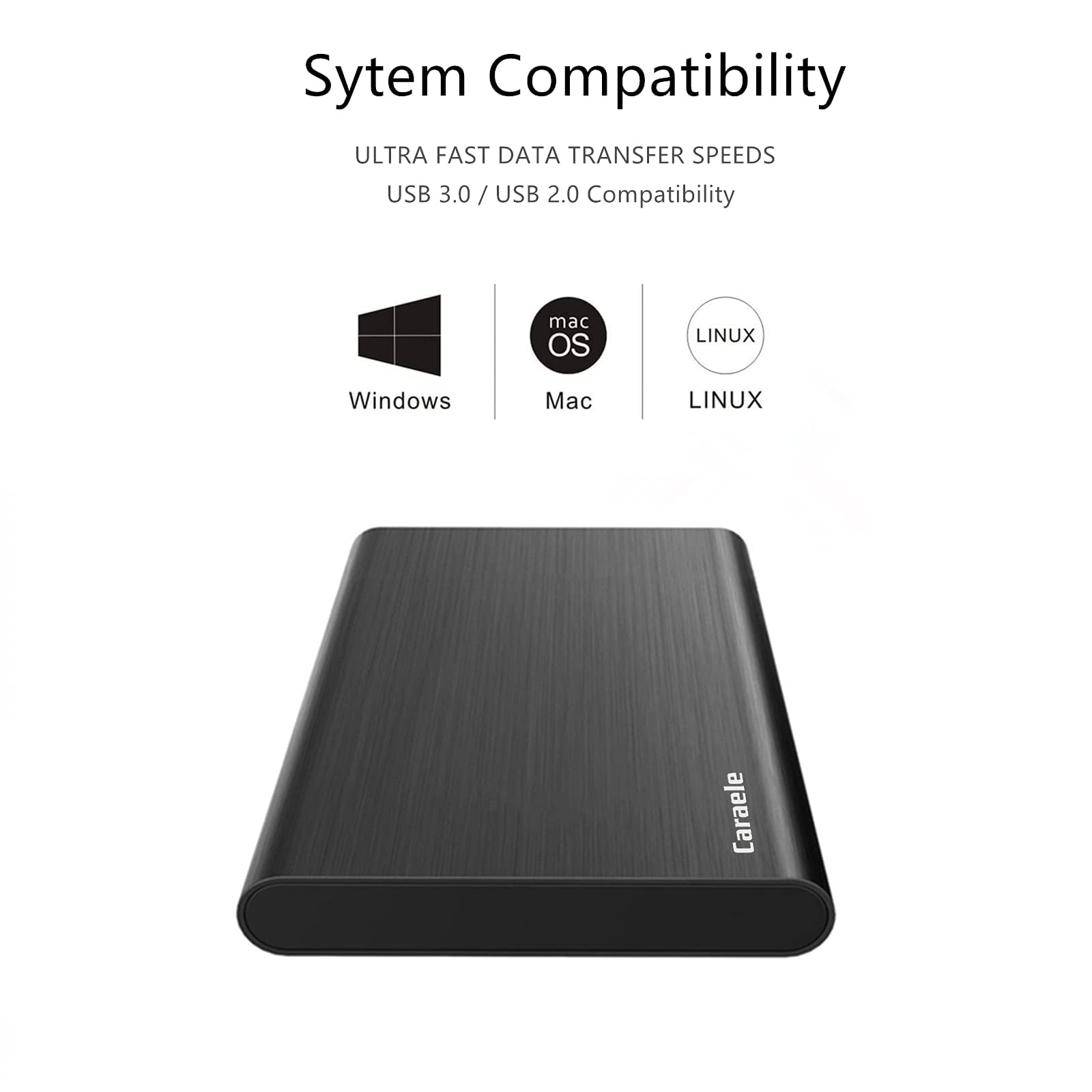 Disco Duro Externo portátil ultradelgado de 1 TB USB 3.0 HDD de Almacenamiento Compatible con PC, Escritorio, Laptop, MacBook, Chromebook, Xbox One, Xbox 360, PS4 (Negro)