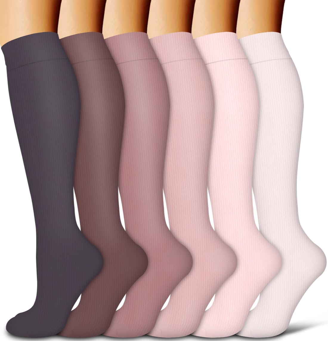 6 Pack Copper Medical Compression Socks for Women and Men-Best Circulation Support for Running, Hiking, Nursing, Travel