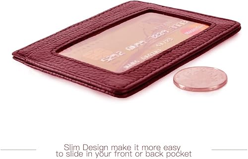 Miniatura 4 de EASTNIGHTS Tarjetero delgado de cuero minimalista con ventana de identificación