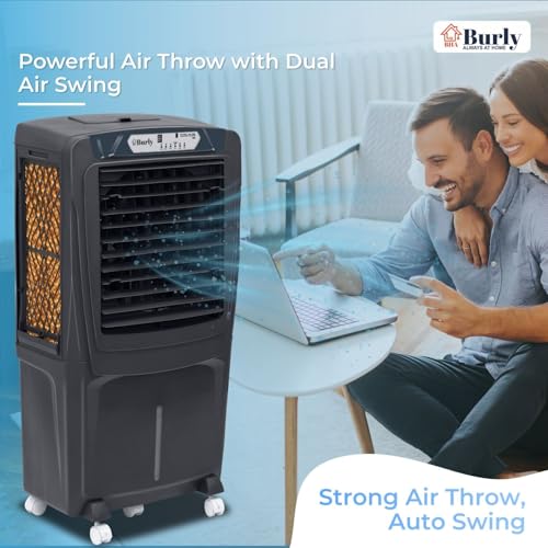 Image of Bhaburly EV 90L Desert Air Cooler for Home BLDC Motor110W Smart Water Saving Touch Remote Control Empty Tank Alarm Timer & Swing Function 16 Inch Fan Blade Energy Efficient Cooler 5 Yr Motor Warranty