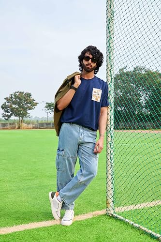 Image of WROGN Men's Cotton Jeans | Mid Rise | Loose Fit