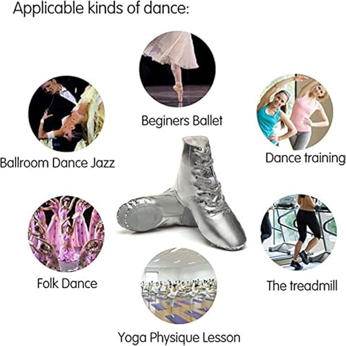 Msmax Women Jazz Dance Shoes Dancing Ankle Boots For Men Silver 7.5 M Us Women #TOP2