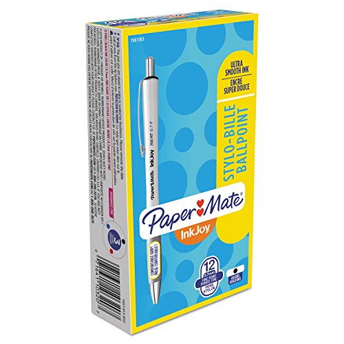 Paper Mate InkJoy 700RT Retractable Ballpoint Pen, Fine Point, White Barrel/Black Ink, 12 Count
