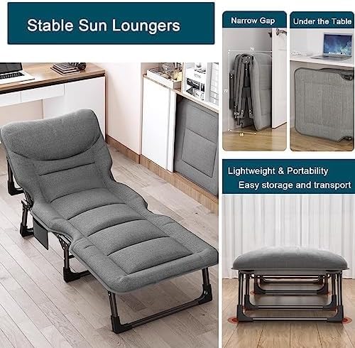 Chaise longue de jardin pliante 175x60cm avec coussin confortable - 3