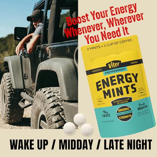 Image of Viter Energy Caffeinated Mints 40mg Caffeine, B Vitamins, Sugar Free. (Peppermint, 8oz, Bulk Bag)