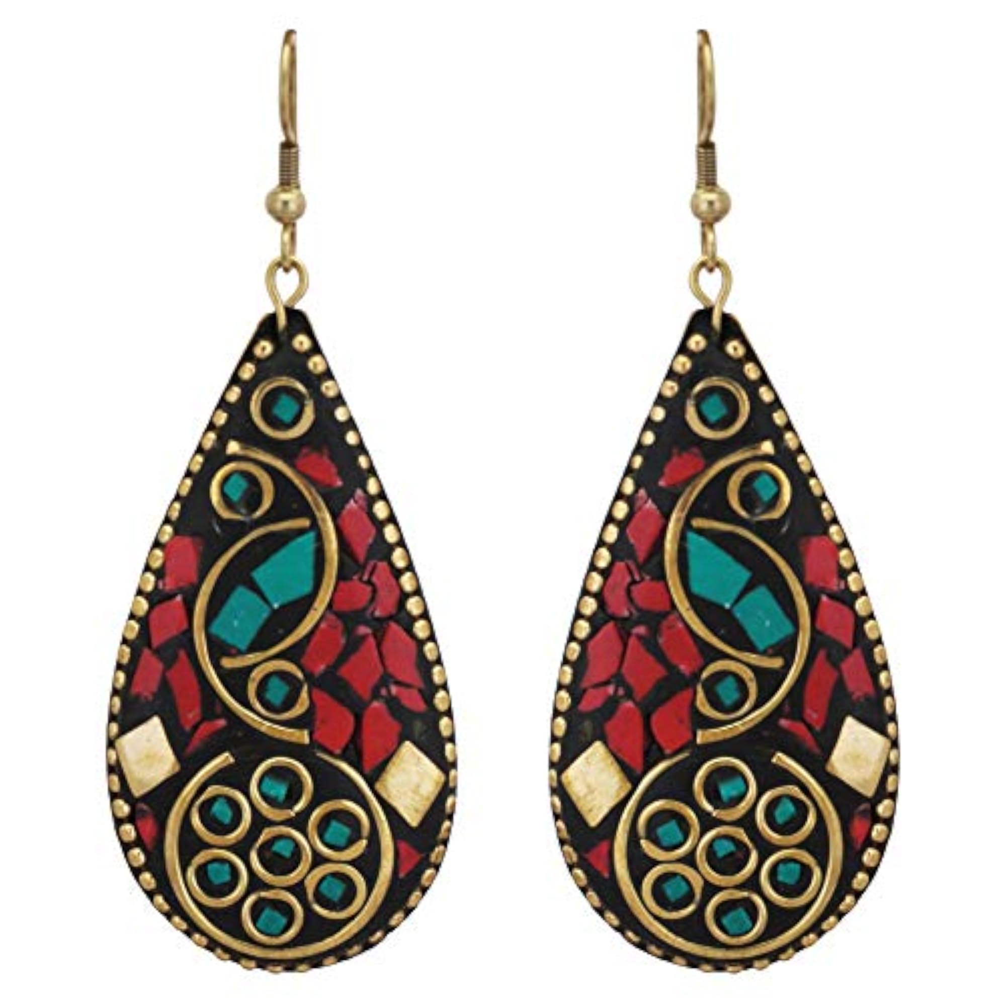 Women's Red Copper Hook Earrings, Stylish Design