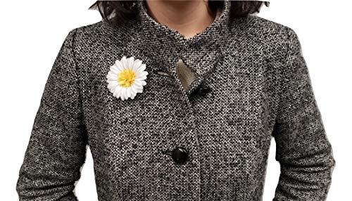 M&S Schmalberg Daisy Silk Fabric Flower Pin Brooch Flower. White Daisy Brooch Pin - Hand-made in New York's Garment Center (American Made)2