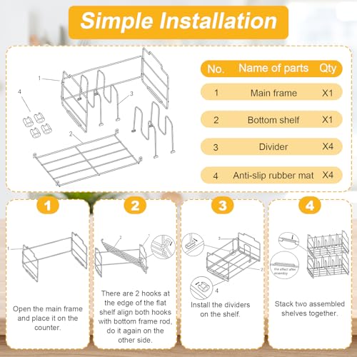 Cyiecw Lid Organizer with 4 Adjustable Dividers, Full Metal Kitchen Organiser Storage Rack for Kitchen Cabinets, Drawers, Cupboards, Black - Image 7