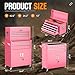 Oakcloud Heavy-Duty 8-Drawer Rolling Tool Chest & Cabinet Combo with Black Liner – Lockable Steel Garage Tool Box on Wheels – Detachable Top Toolbox & Bottom Storage Cart with Side Hooks, Pink