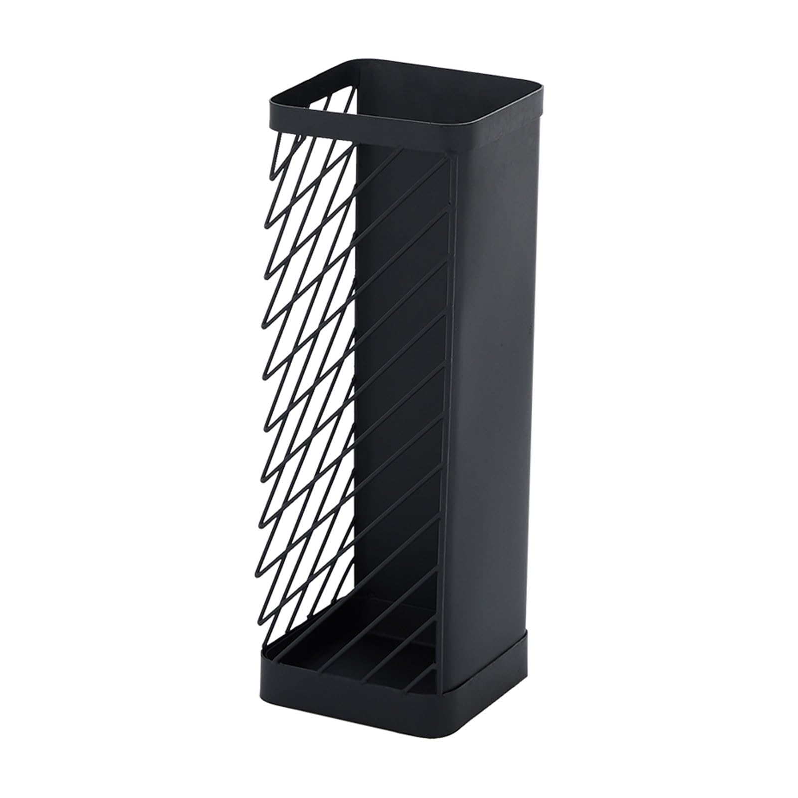 TYUHDUYUR Umbrella Stand, Square Umbrella Holder with Drip Tray, Hollow-Out Design, Freestanding Umbrella Stand for Home, Entryway, Office, Hotel and Supermarket