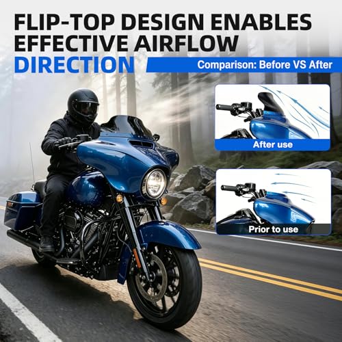 Image of DREAMIZER Wave Windshield Windscreen,Specific Fit Motorcycle Windshield, PC Wind Deflector Compatible with Harley Touring Electra Street Tri Glide 1996-2013 (Black 8inch)