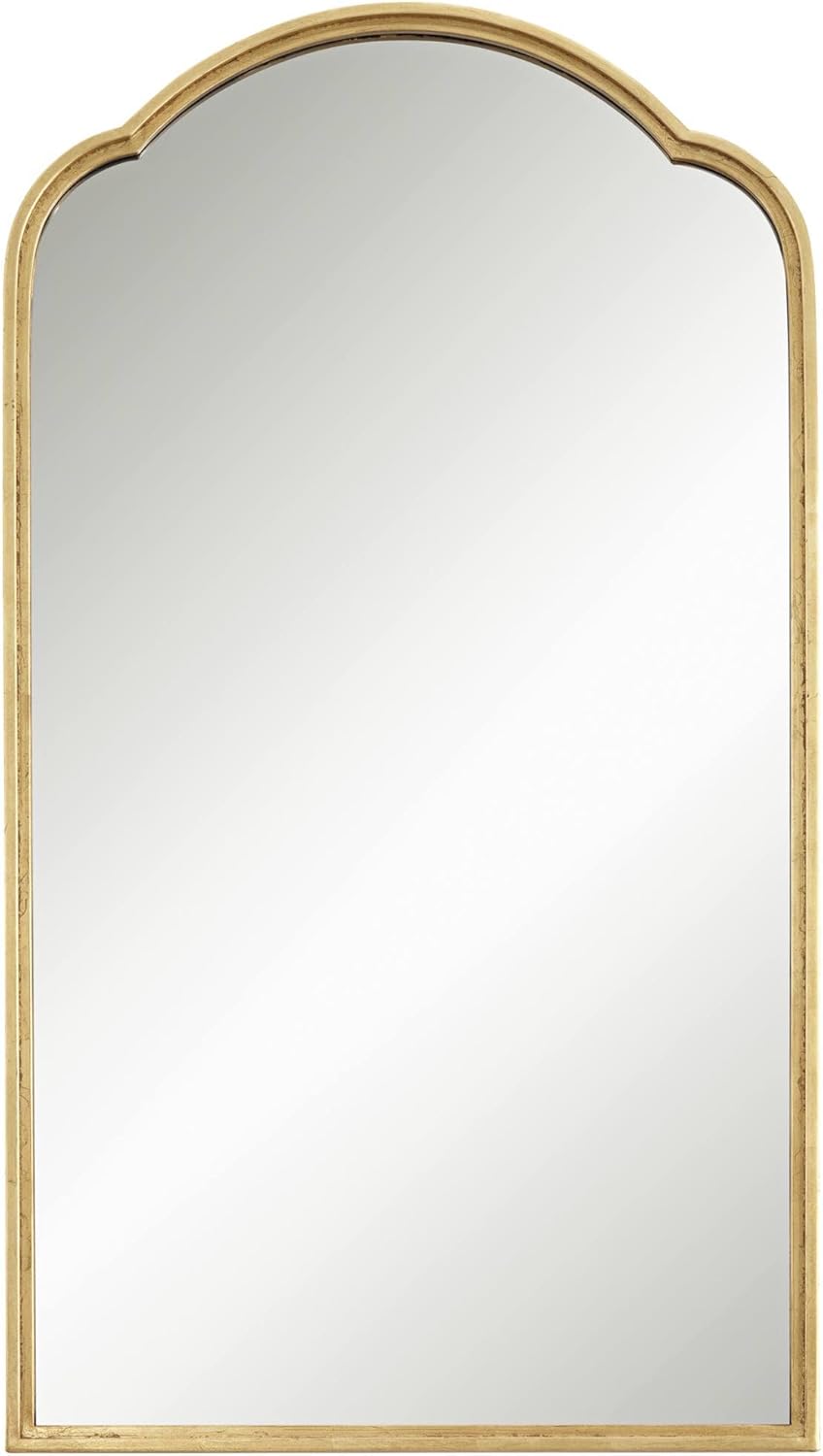 Heston Arch Top Rectangular Vanity Decorative Accent Wall Mirror Modern Metallic Gold Leaf Iron Frame 24" Wide for Bathroom Bedroom Living Room Home House Office Entryway
