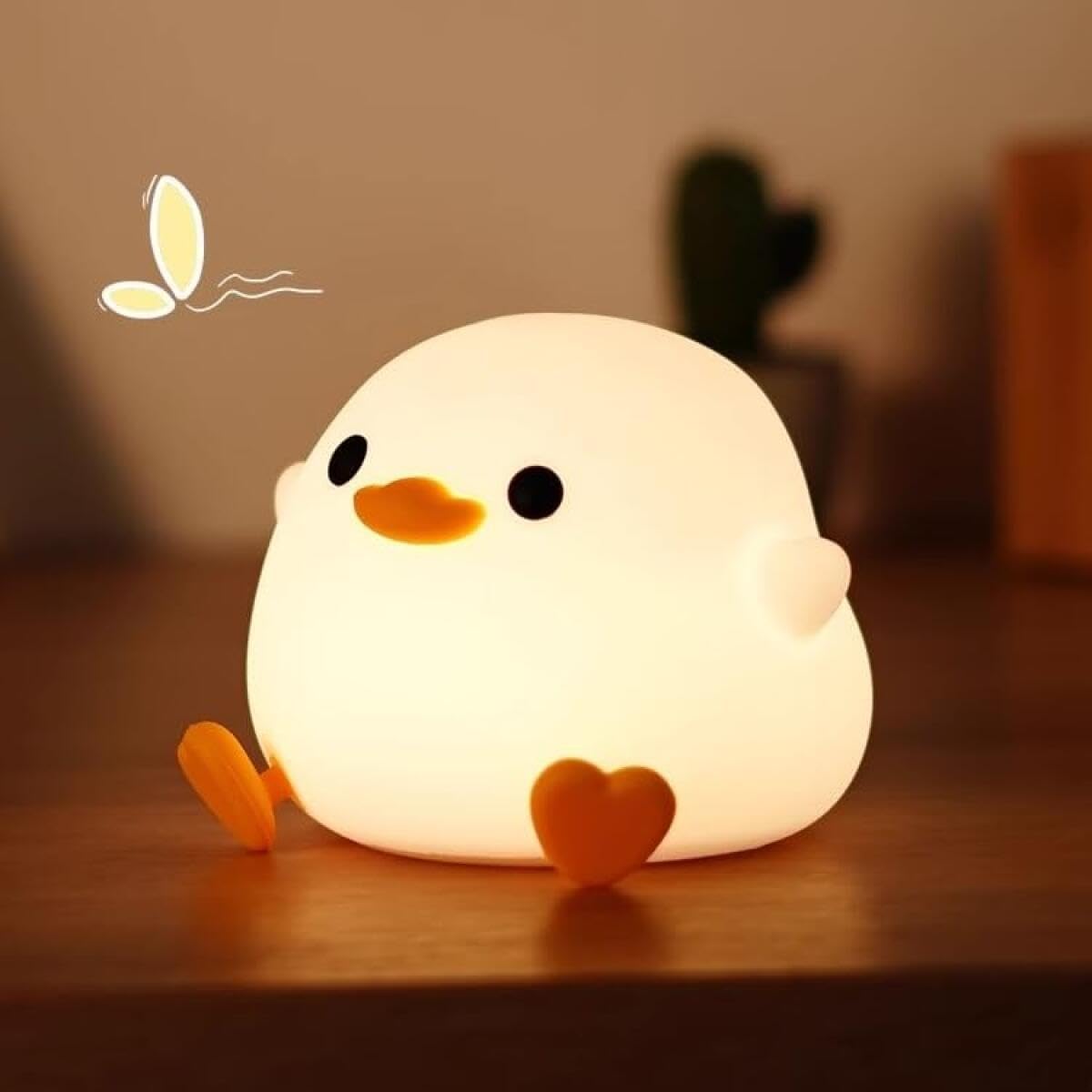 DoDo Duck Night Light - Cute Duck - Shaped Lamp, Soft Silicone Dimmable Nursery Light, Touch - Control & Rechargeable - Ideal for Kids' Bedrooms, Living Rooms, Boys & Girls