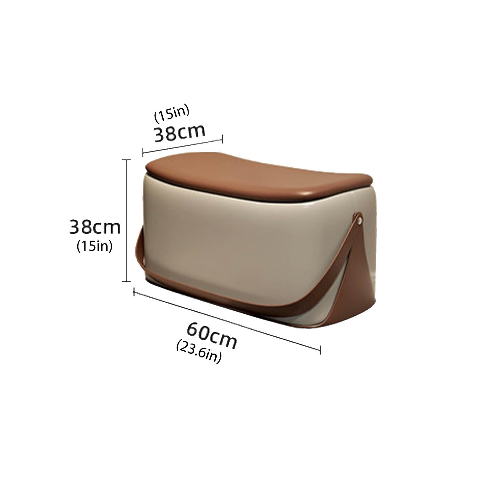 Sitzbank mit Stauraum, Elegante Truhenbank aus Echtem Nappa Leder mit Praktischem Trageriemen, Komfortable Polsterbank Bettbank und Fußhocker für Schlafzimmer Wohnzimmer(B,60cm/23.6in)