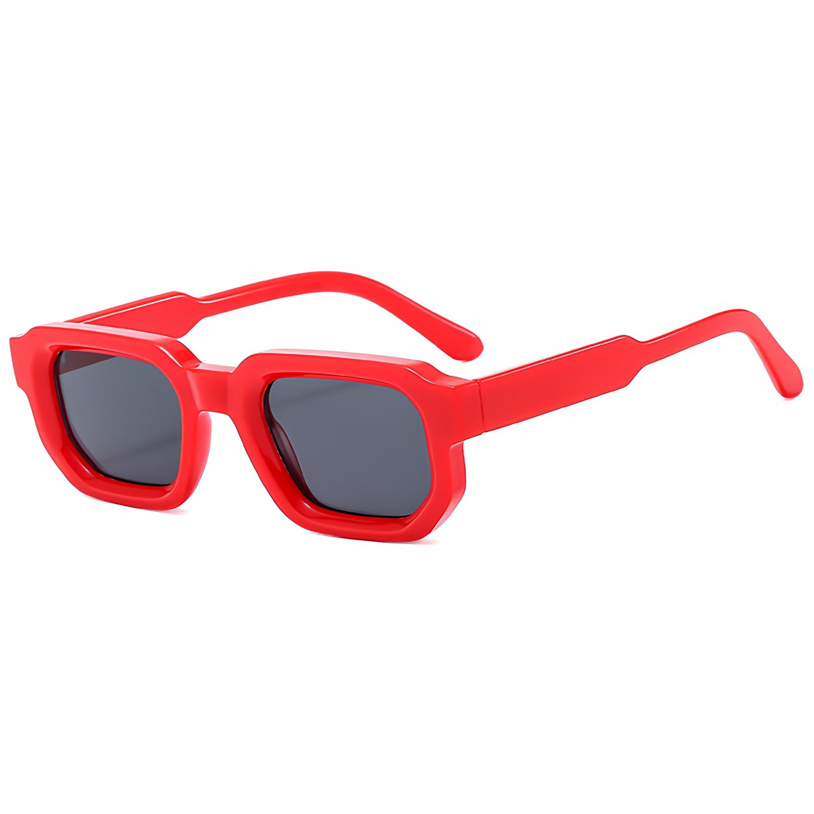 JCTAIFOO Trendige Rechteck Sonnenbrille für Herren Damen Vintage Rechteckige Retro Quadrat Chunky Brille