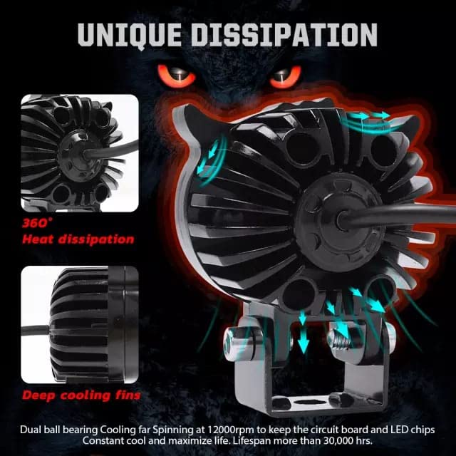 Image of Hjg Owl Fog Lights: 2-In-1 Spot & Flood + Laser Fog | Yellow & White Auxiliary | Bike /Car /Thar /Jeep | Pack Of 2 - Led