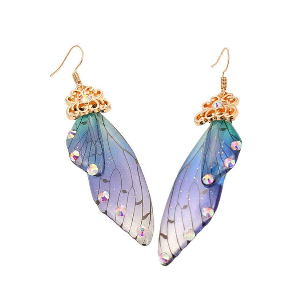 Just FollowColorful Butterfly Dangle Earrings for Women Multicolored Simulation Butterfly Wing Hook Earrings Fashion Insect Drop Earrings for Summer Wedding Birthday Party