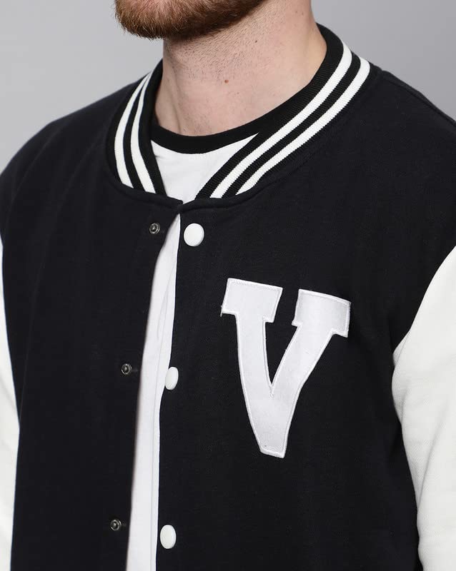 Image of BE SAVAGE Men's Cotton Blend Standard Length Varsity Jacket