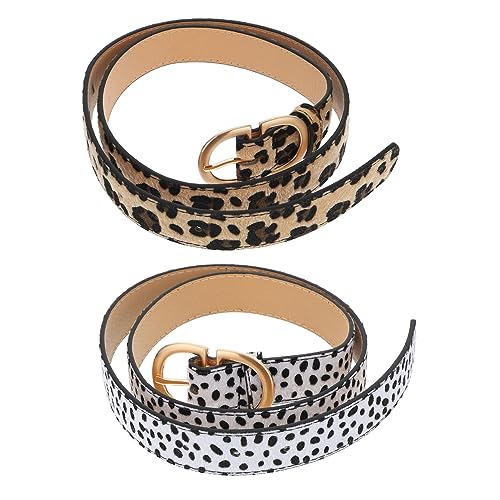 GALPADA 2pcs Leopard Waist Belts for Women Adjustable PU Buckle Dress and Jeans Belts Lightweight Fashion Accessories for Casual Outfits