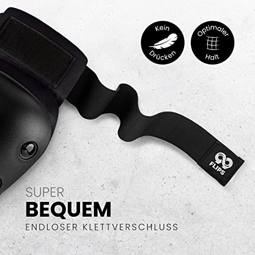 99FLIPS Inliner Schoner Erwachsene mit GS [6er Set] DIVE - L in Schwarz - Schoner Inliner Damen schützer erwachsene - Knieschoner Kinder 12 Jahre protektoren Skateboard