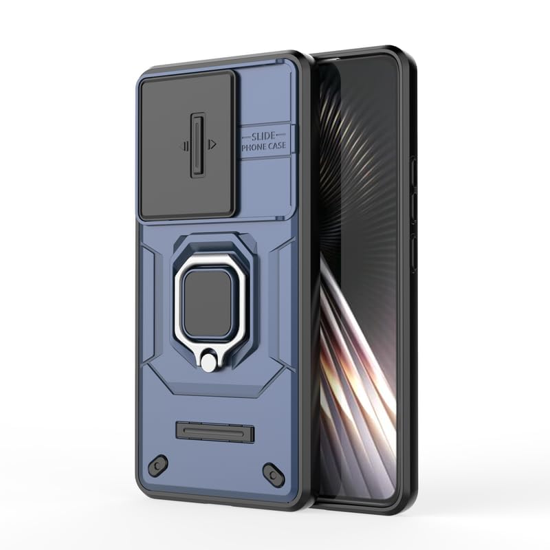 Image of CamShield Pro Case with Slide Camera Protection and Ring Stand Bumper Back Case Cover for Poco F6 5G (Blue)