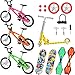 Juego de 18 Mini Juguetes de Dedos Patinetas de Dedo Moto Bicicletas de Dedo Tabla de Oscilación Minúsculo Favores de Fiesta de Movimiento de Punta de Dedo Herramientas y Ruedas de Repuesto