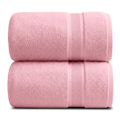 Luxury Bamboo Rayon Oversized Bath Towel Set | 2-Pack | Ultra Soft | Pink