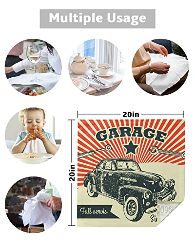 Cloth Napkins Set Of 6 - Washable Linen Napkins Lunch Dinner Napkin - Pop Art Car Napkins Absorbent Reusable Western Napkins For Wedding Party 20"X20" #TOP4