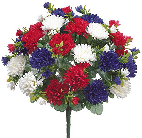 Allstate15inchartificialmumflowersinpatrioticredwhiteandblueartificialmumbush Urban Country Home Decor Allstate 15 inch artificial mum flowers in patriotic red white and blue artificial mum bush urban country home decor
