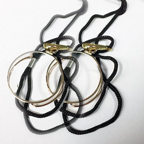 Monocle Readers with Silver or Gold Plating, Nylon Cord and +2.00 Magnification 2-Pack (Gold)
