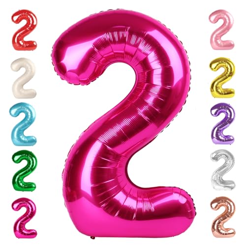 Image of 2 Balloon Numbers Birthday Decorations, 40In Hot Pink Balloons for Party | Eye-catching Appearance, Perfect Decorative Centerpieces, Convenient Self-sealing Structure, Widely for Various Occasions